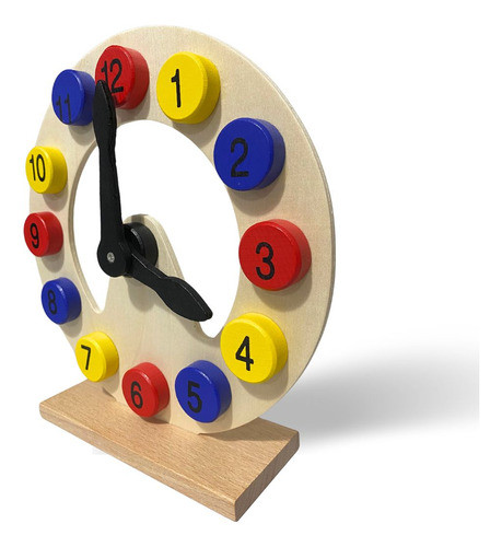 Brinquedo Relógio Educativo Didático Formas Números Madeira 0