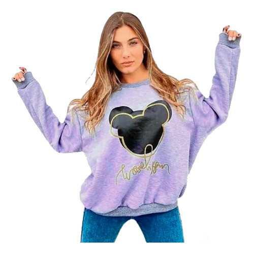 Buzo Unisex Mujer Maxi Buzo Friza Y Piel Mickey Oversize Xl 0