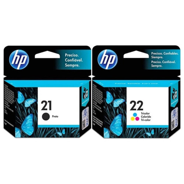 Kit Cartuchos Originais Hp 21 Preto E 22 Color Novo P D2460 0