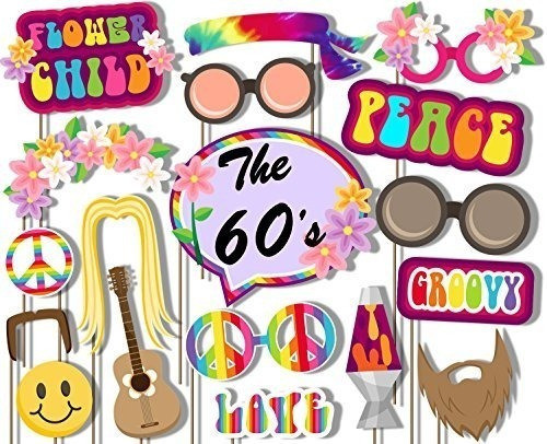 Conjunto De Apoyos De La Foto De La Hippie De 60 Años De La 0