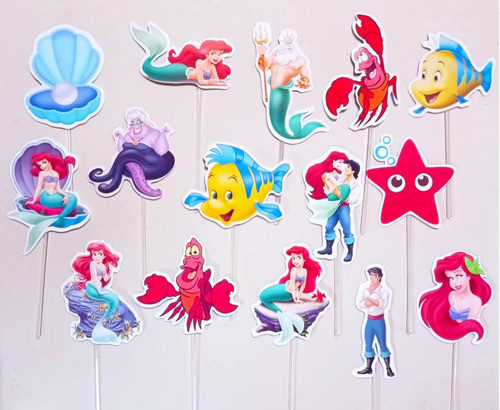 Pack 15 Toppers Para Cupcakes / Muffins La Sirenita Ariel 0