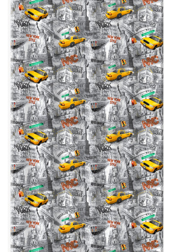 Cortina De Box Banheiro Estampada Ny C/ganchos Pvc 138x198cm 0