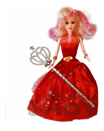 Muñeca Princesa Beauty Girl, Rojo Y Varita Mágica 10191. 0