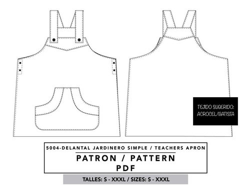 Molde De Costura, Delantal Jardinero Adultos , Pechera Pdf 1
