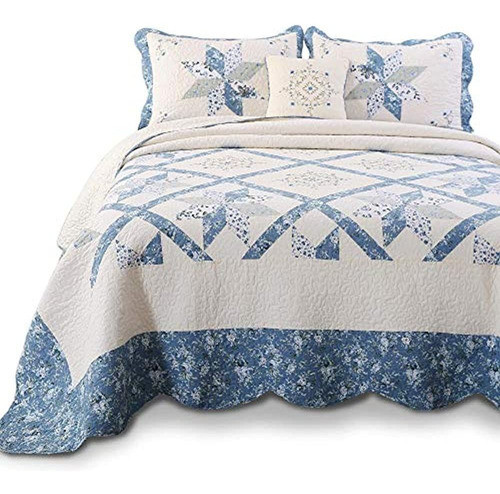 Kasentex Colcha De Retazos Bordada, 100% Algodón, Lavable A 0