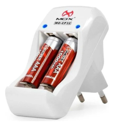 2 Carregador De Pilhas Cp32+ Pilhas Aaa Bivolt  +2 Pilhas Aa 1