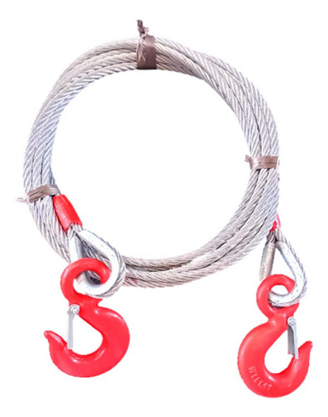 50mts Cabo De Aço 3/8 10mm Com Gancho 2ton Nas Duas Pontas 0 50mts Cabo De Aço 3/8 10mm Com Gancho 2ton Nas Duas Pontas 0