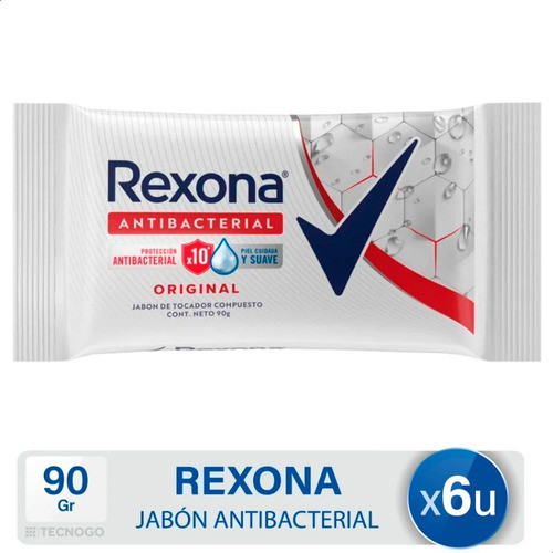 Jabón De Tocador En Barra Rexona Antibacterial X6 0