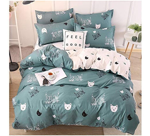 Rayhoo Juego De Cama Juego De Sábanas Completo Lindo Gato - 0