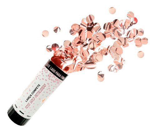 Lança Confetes 11cm Metalizado Rose Gold Aniversárrio Surpre 0
