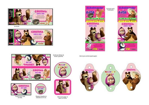 Kit Imprimible Masha Y El Oso Fiesta 3x1 1