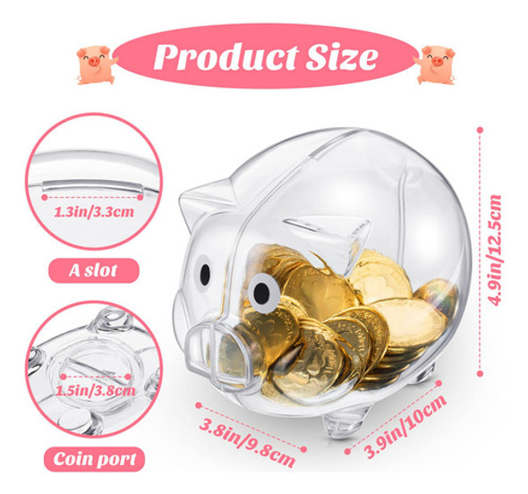 Hucha De Plstico Para Hucha De Cerdo, De 2 Piezas, Transpare 1 Hucha De Plstico Para Hucha De Cerdo, De 2 Piezas, Transpare 1