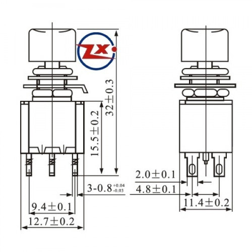 5 Peças - Chave Push Button 6 Terminais Ds-622 Sem Trava Vd 1