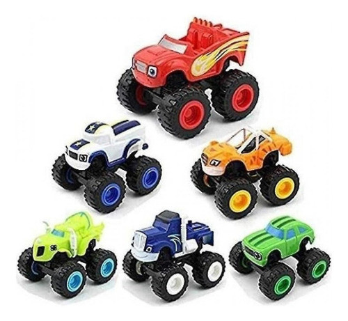 Kit 6 Carrinho Fricçao Blaze Monster Machine Racer Brinquedo 0