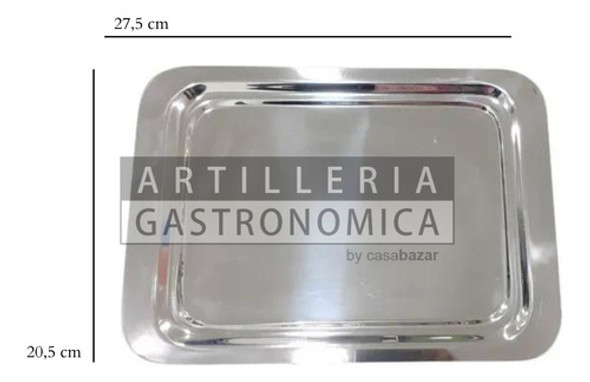 Bandeja Rectangular Doble Bajada Acero Inox. - 20,5x27,5 Cm 1