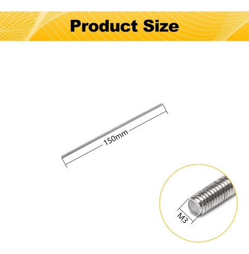 Varilla Roscada M3/ 3mm X 15cm Acero Inox Pack 10u 1