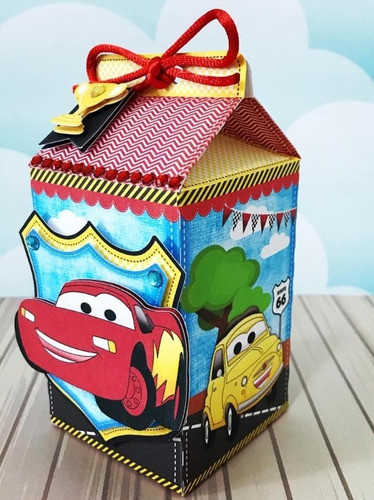 10 Cajitas Milk Box En 3d De Cars 1