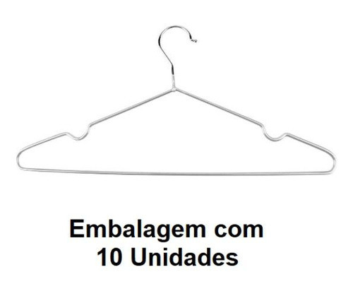 10 Cabides Adulto P/ Roupa Calça Inox Emborrachado Branco 1