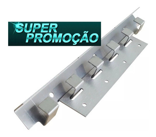 01 Trilho Gancheira 0,95m Inox + 06 Par Pendural Cortina Pvc 0