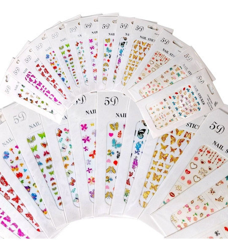 10 Planchas De Stickers Surtidos Decoracion Uñas  Lefemme 1