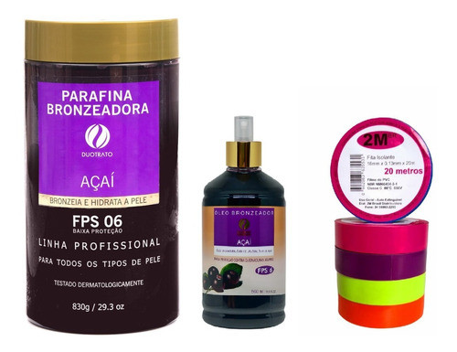 Parafina De Açaí 830g + Óleo De Açaí + 5 Fitas  2m Inteira 0