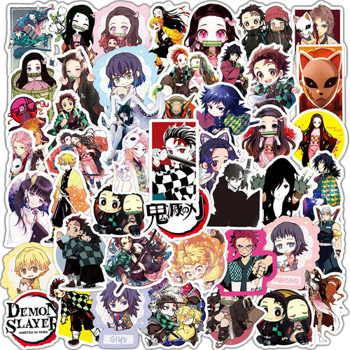 Pack 100 Stickers Demon Slayer Kimetsu No Yaiba + Poster! 0