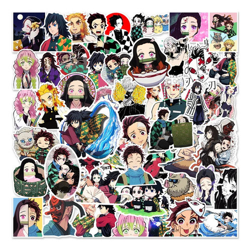 Pack 100 Stickers Demon Slayer Kimetsu No Yaiba + Poster! 1
