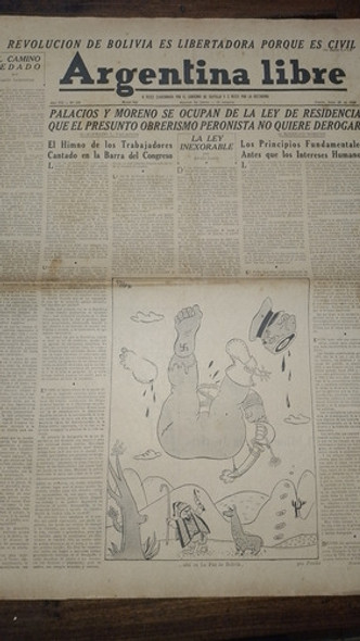 Antiguo Diario * Argentina Libre * 25 De Julio Del Año 1946 0