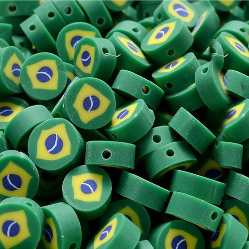 Miçanga Biscuit Brasil - Com Furo - 10mm - C/100 - Ro.151633 0