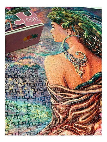 Rompecabezas X1000 Piezas Mujer Con Iguana 1