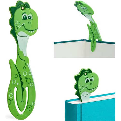 Luz Led De Lectura -marcador De Libros A Pilas Dino Verde 0