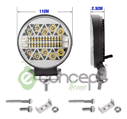 Faro 90w Multi 12/24 Volt Con Luz Blanca Y Ambar Con Strobo 1