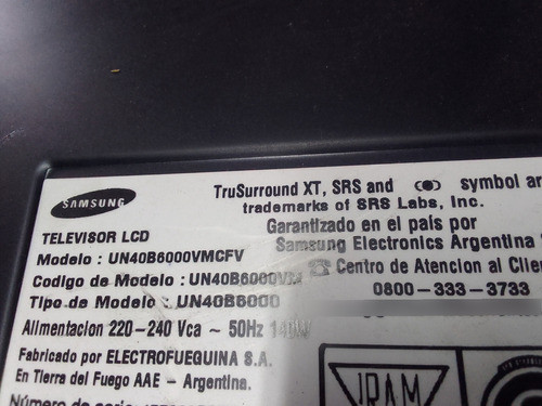 Botonera Tv Samsung Un40b6000. 1