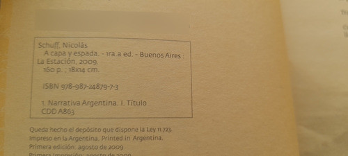 A Capa Y Espada - Nicolás Schuff - La Estación (usado) 1