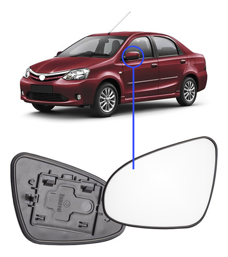 Lente Com Base Retrovisor Esquerdo Toyota Etios 2015 A 2019 0