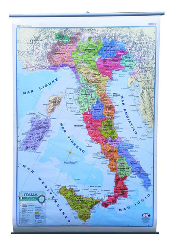 Mapa De Italia Mural (político) Laminado 65x95cm 0