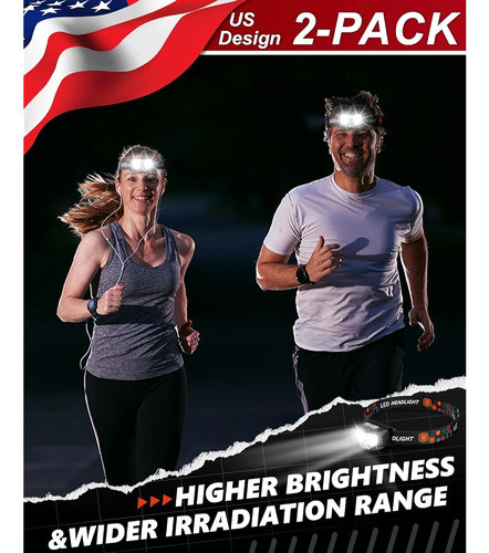 ~? Getasi Faro Recargable 2pcs, 1200 Lumen Super Bright Head 1