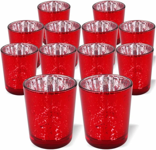 Portavelas De Cristal De 12 Unidades Color Rojo 0