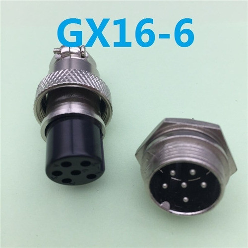Gx16-6 Juego Conector Circular 6 Pin 16mm M+h Chasis Itytarg 0
