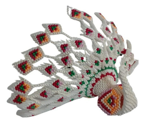 Decoración Origami Pavo Real Suky, Blanco, Centro De Mesa 1
