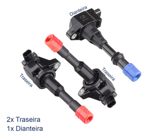 Bobina Kit Ignição 2 Traseira 1 Dianteira Fit 2003 2008 1