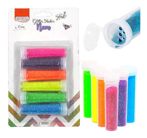 Glitter Shake Neon Blister Com 6 Unidades De 7g Cada - Brw 0