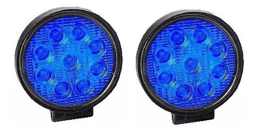 Par De Faro Led Auxiliar 27w 9 Led Azul 12/24v 4x4 Off Road 0