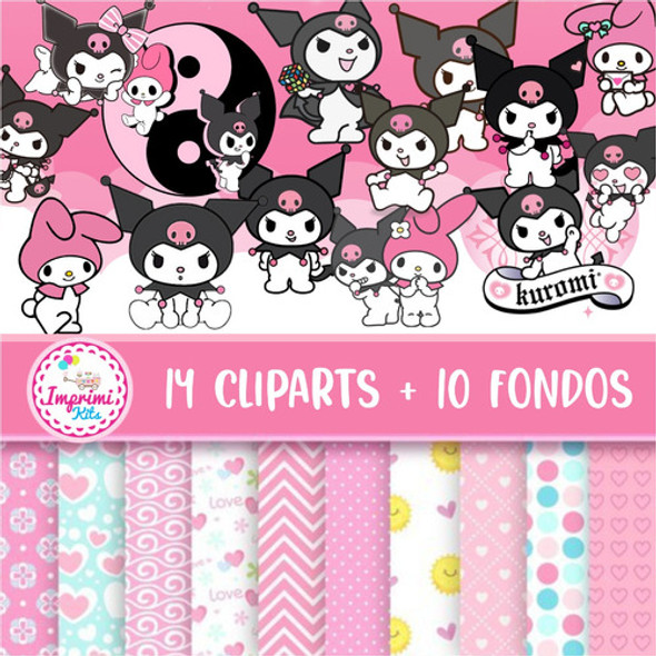 Kit Cliparts Y Fondos Kuromi Imprimibles #612 1