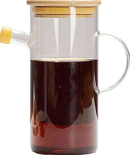 Aceitera Y Especieros De Vidrio Con Accesorios De Madera 0