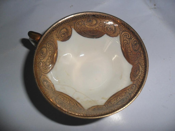 Antigua Taza Tacita Porcelana Dorado Bavaria Germany Gancho 0