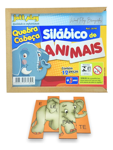 Quebra-cabeça Silábico De Animais 4 Figuras Coloridas 0