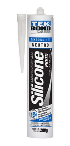Silicona Neutro Negro 280ml Albañilería Tek Bond 1 Silicona Neutro Negro 280ml Albañilería Tek Bond 1