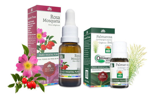 Óleo De Rosa Mosqueta E Essencial Palmarosa Pele Manchada 0