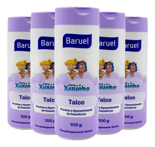 Kit 5 Talco Turma Da Xuxinha Infantil Previne Assaduras 100g 0